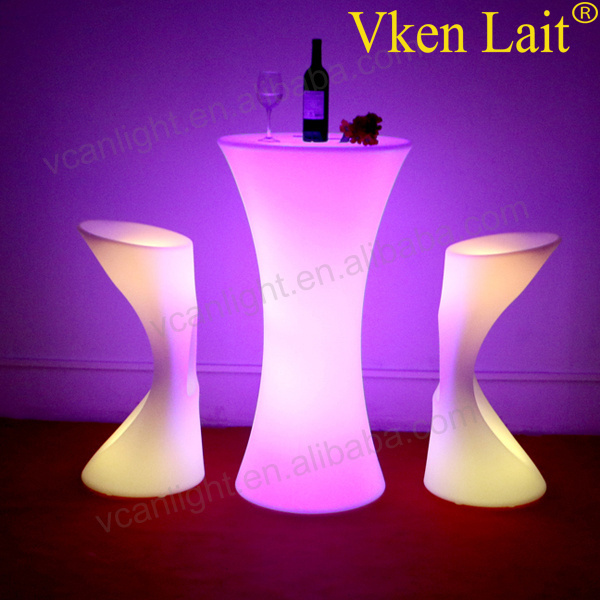 Supermarket Rental Plastic round led unfoldable led light high Tables