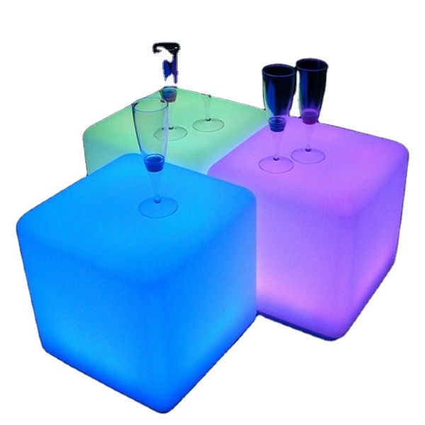 Plastic outdoor colorful battery led cube chair for house party