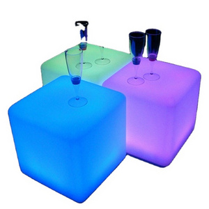 Plastic outdoor colorful battery led cube chair for house party