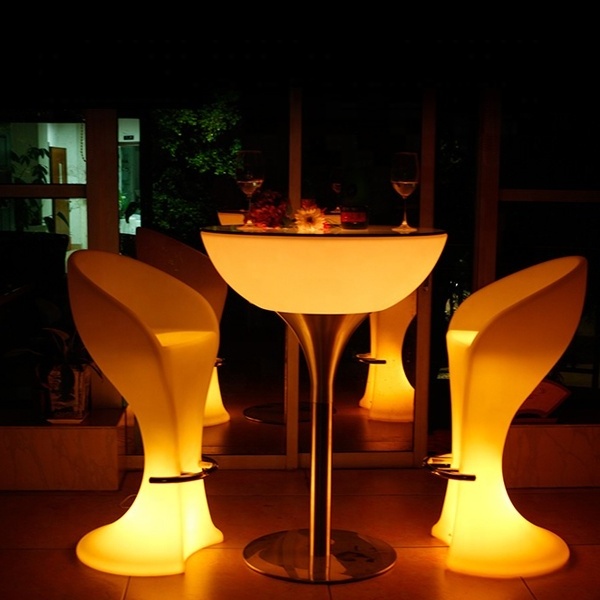 High quality factory hot wholesale portable luminous tall set of bar lighting furniture LED light bar chair