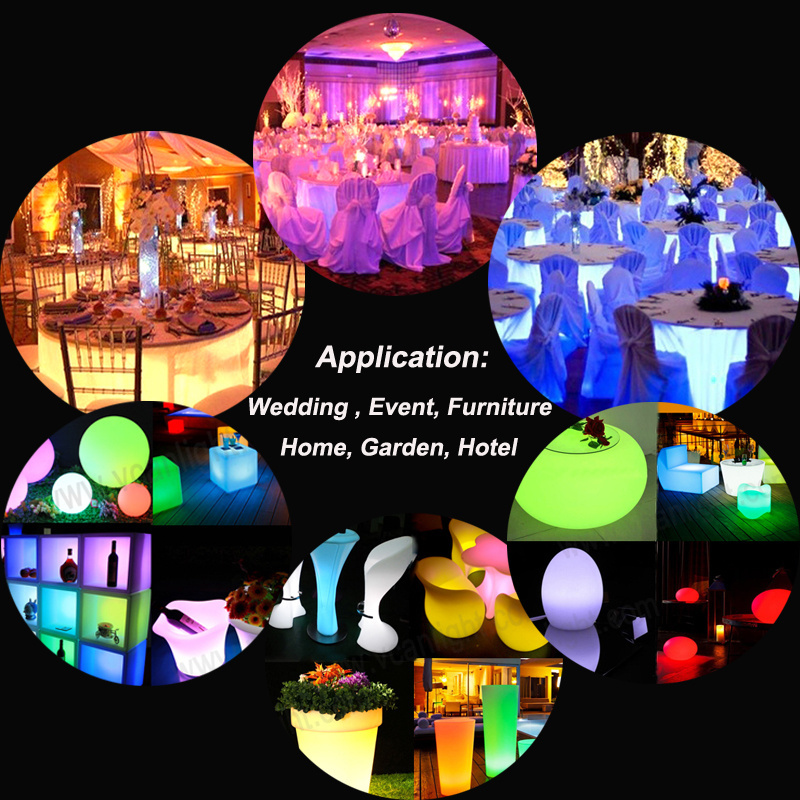 DHL Free Shipping remote control rechargeable battery operated RGB under table decoration LED Light for wedding event