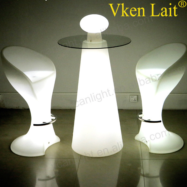 Outdoor led party table and chair set led plastic chair light stool with rechargeable battery