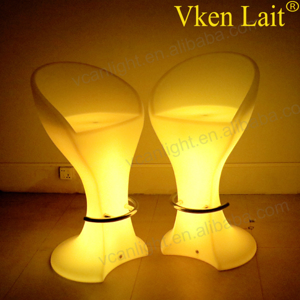 Outdoor led party table and chair set led plastic chair light stool with rechargeable battery