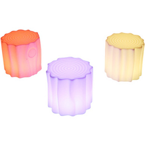 PE plastic colorful round wicker hard steady RGB led ottoman for decoration