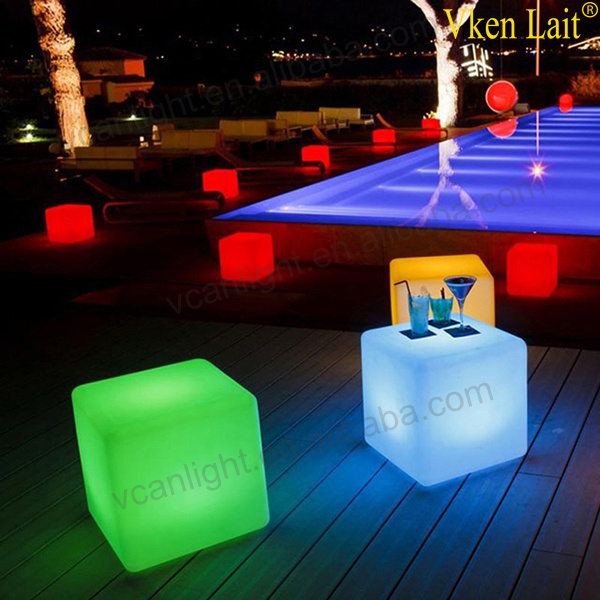 Plastic outdoor colorful battery led cube chair for house party