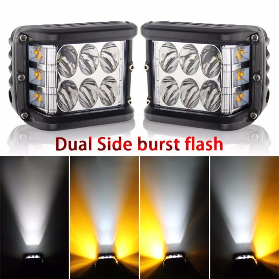 Vcan Wholesale Prices Dual Color 72W LED Work Light Strobe car Light Bar Flashing Auto Fog Light For Truck SUV ATV 4WD