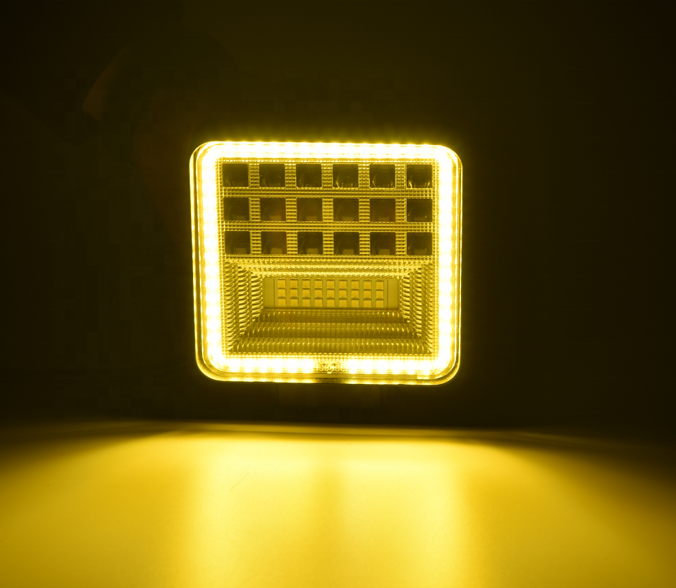 New Square 42w Work Lamp Driving Angel Eye Led work light with Amber Halo Ring for jeep/offroad led work light