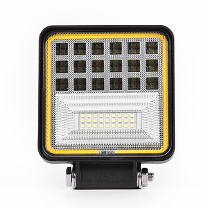 12V 4.3 inch 42W square led work light with Yellow Halo Ring LED light 3030SMD with  amber angel eyes DRL