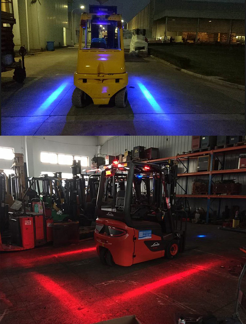 Forklift Hazard Lamp, Red Zona Risk Danger Area Warning Light for Warehouse Truck Red Blue Security Indicator Safety Light