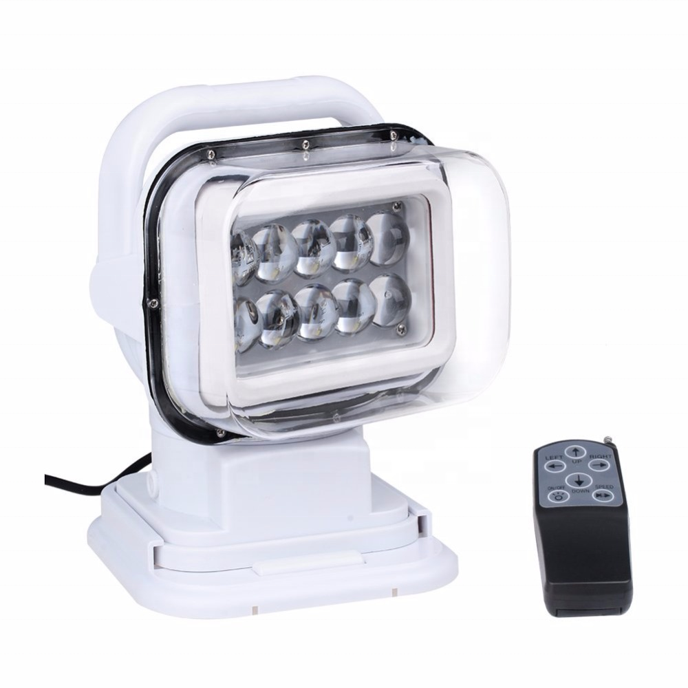 LED Marine Remote Control Spotlight Offroad Truck Car Boat Rotary Search Light 50W 360 Degree For Cars Auto Led Searching Light