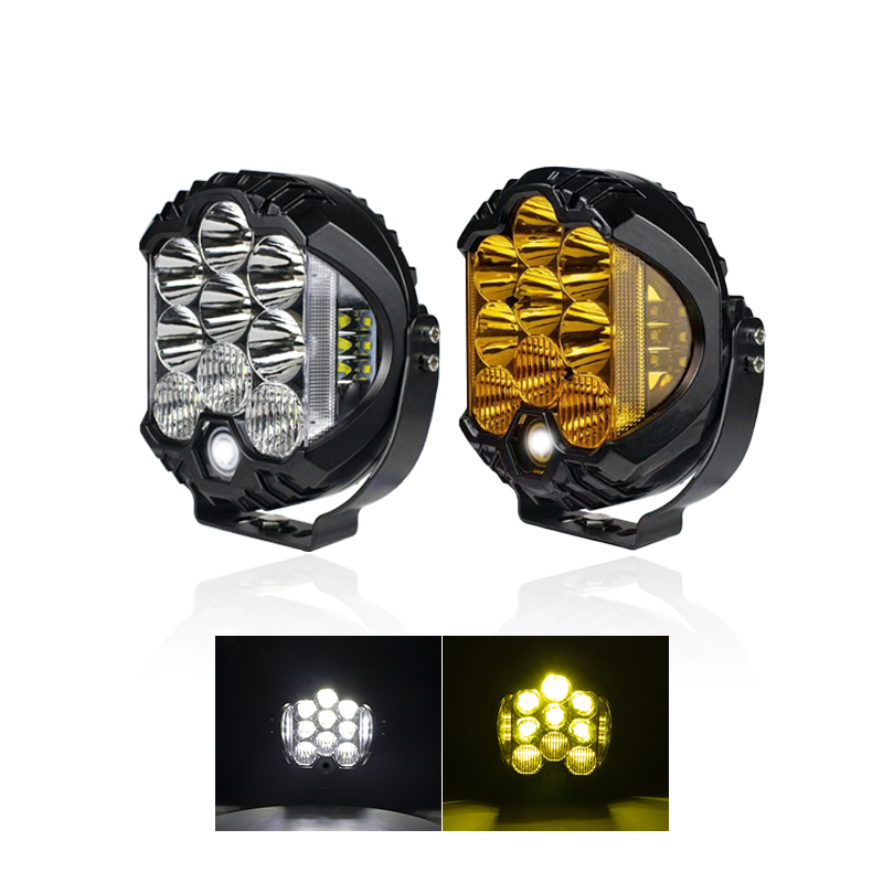 Round LED Work Light 5/7/9inch LED Truck light 90W Dual Color Yellow/White Lights for Jeep Pontente faro led redondo