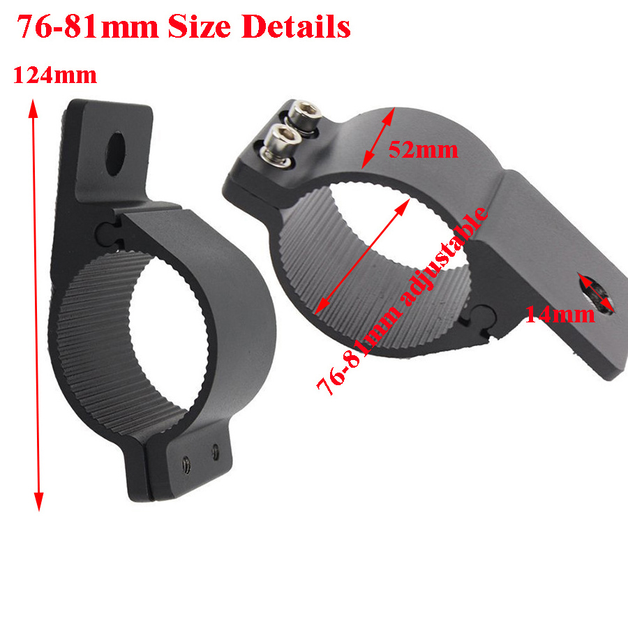 A Pair Black Bull Bar Mounting Bracket Clamps Kit 49-54mm 66mm~71mm 76mm~81mm for Offroad Work Light LED Bar Driving Light Lamps