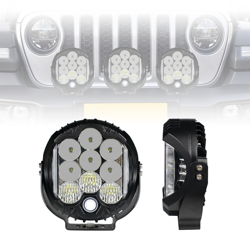 Round LED Work Light 5/7/9inch LED Truck light 90W Dual Color Yellow/White Lights for Jeep Pontente faro led redondo