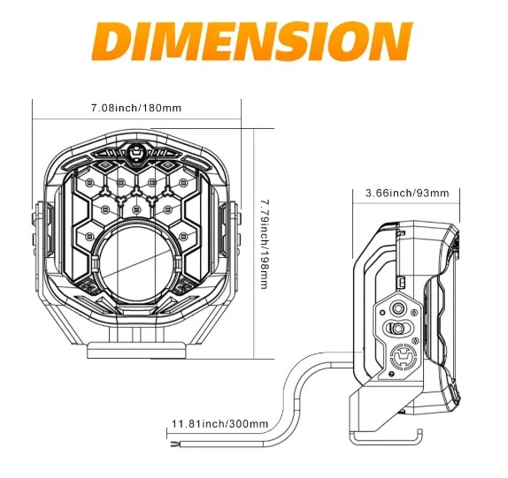 Truck JL Chevy Motor Offroad 4x4 Baja Light 9-32V 95W LED Laser Light 7inch Car Spot Lamp White/Yellow Fog Driving Light With DR