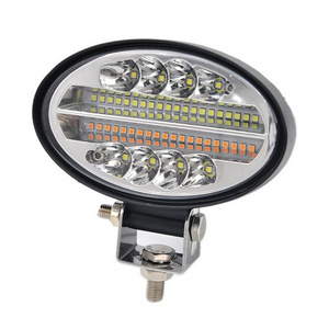 144w Oval White + Amber Flashing Strobe Led Work Light 12V 24V For Motorcycle Headlight Led Car Light