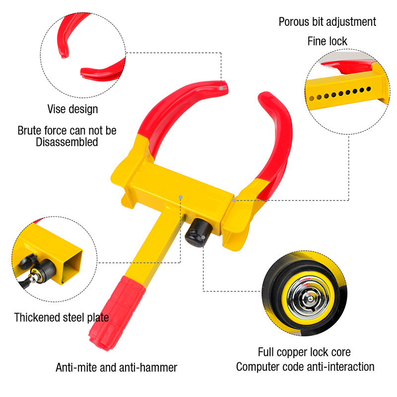 Vcan New Stainless Steel Tire Clamp Wheel Lock Car Anti Theft Wheel Chock Locks