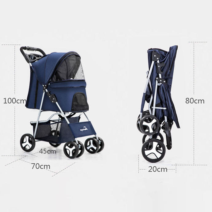 Vcan Portable Outdoor Pet Cat Dog Stroller Cart with Cup Holder Dog Pet Trolley Dog Carrier with Wheels