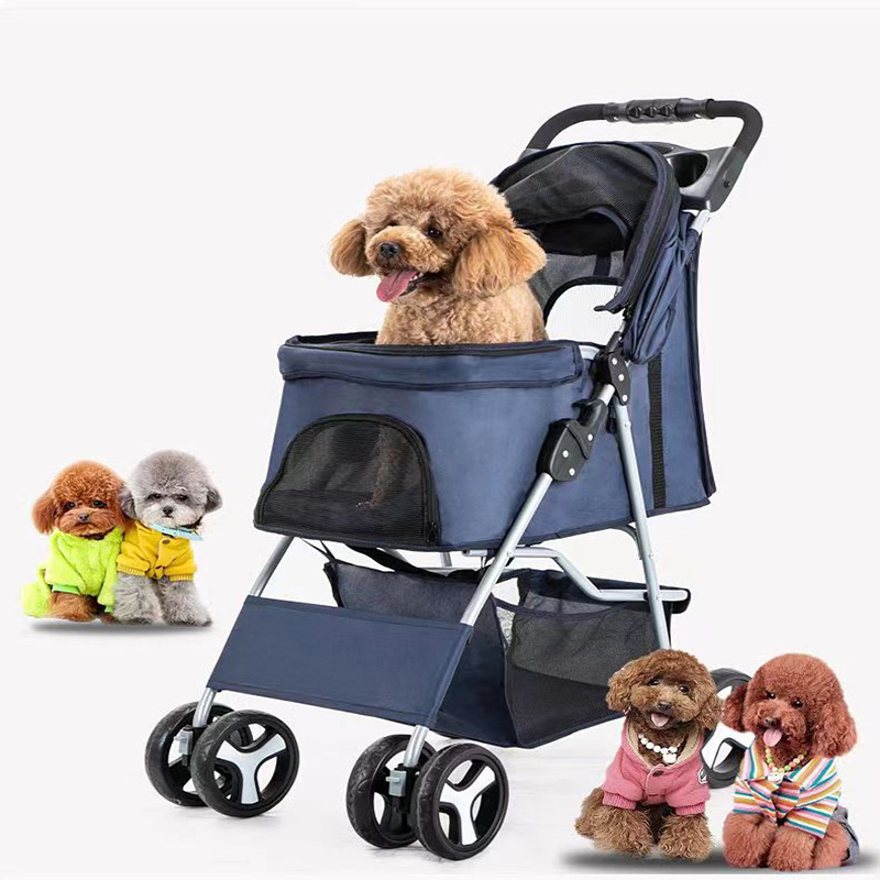 Vcan Portable Outdoor Pet Cat Dog Stroller Cart with Cup Holder Dog Pet Trolley Dog Carrier with Wheels