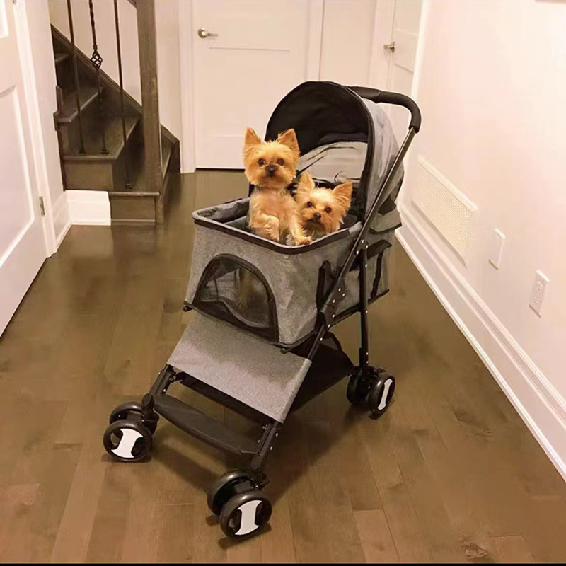 Pet Trolleys For Travelling 4 Wheels Foldable Dog Stroller Travel Bag Cat Cart Carrier Detachable Pet Puppy Stroller