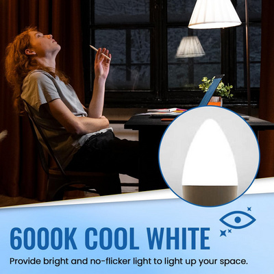 VCAN B15 LED Candle Light 5w Bulbs 42W Halogen Candle Bulbs Equivalent Lamp Light Cool White 6000K B15 Led Bulb BestSuppliers