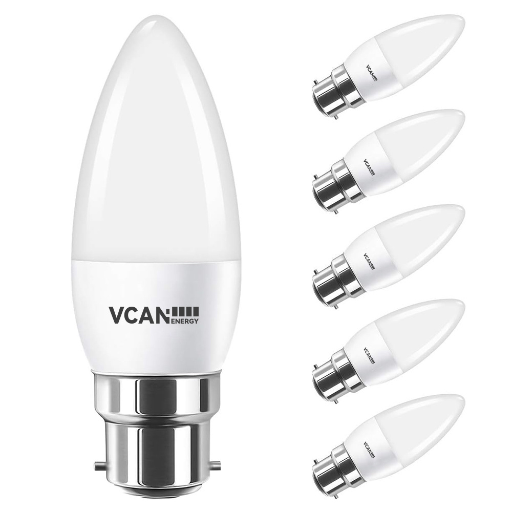 VCAN B22 Candle Bayonet 4.5W LED Bulb 40W Bulb Equivalent 6500K Cool White 470Lm 220-240V Non-Dimmable Outdoor Lights Led Bulb