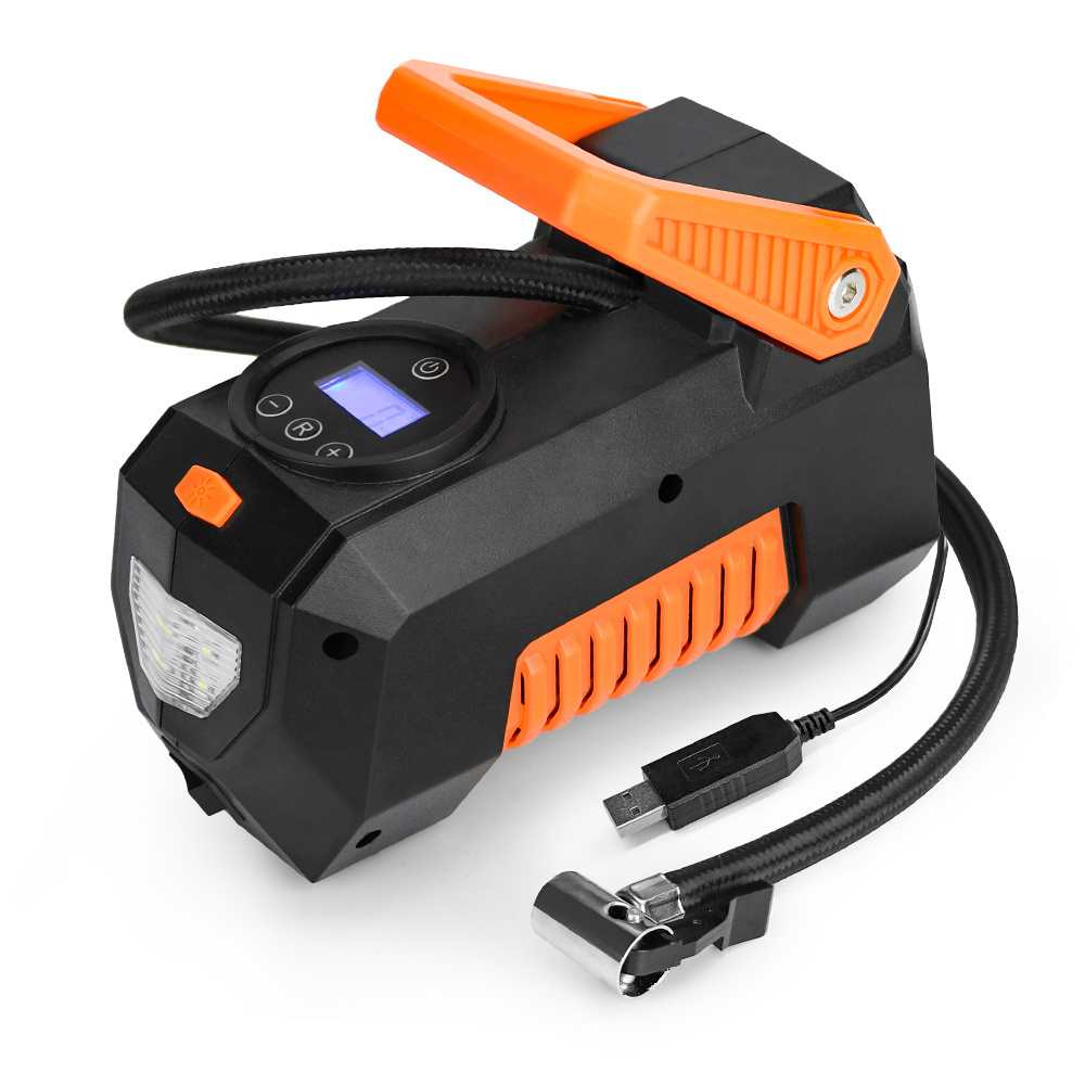 Tire Inflator Portable Air Compressor Air Pump 12V 2000mAh 100PSI with Emergency LED Light for Car Bicycle Balloon Tire Inflator