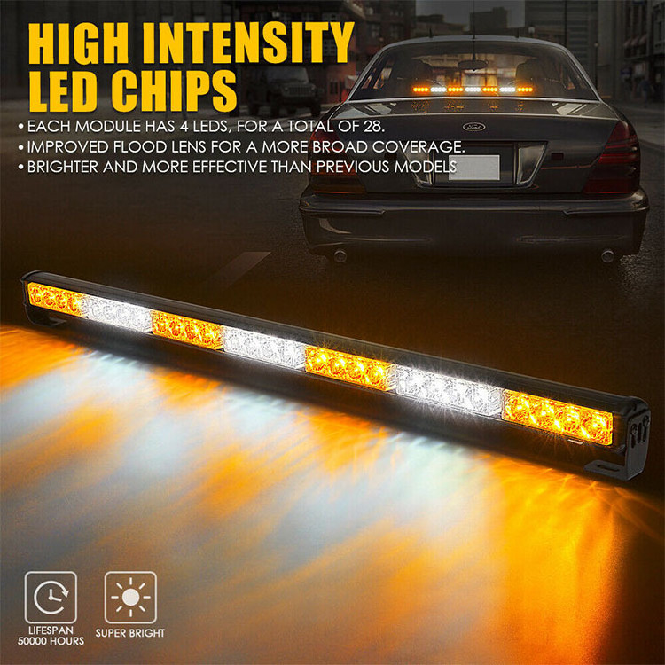 Weatherproof  Windshield Dash Warning Light Bar for Truck Vehicles LED Automotive Emergency Strobe Lights