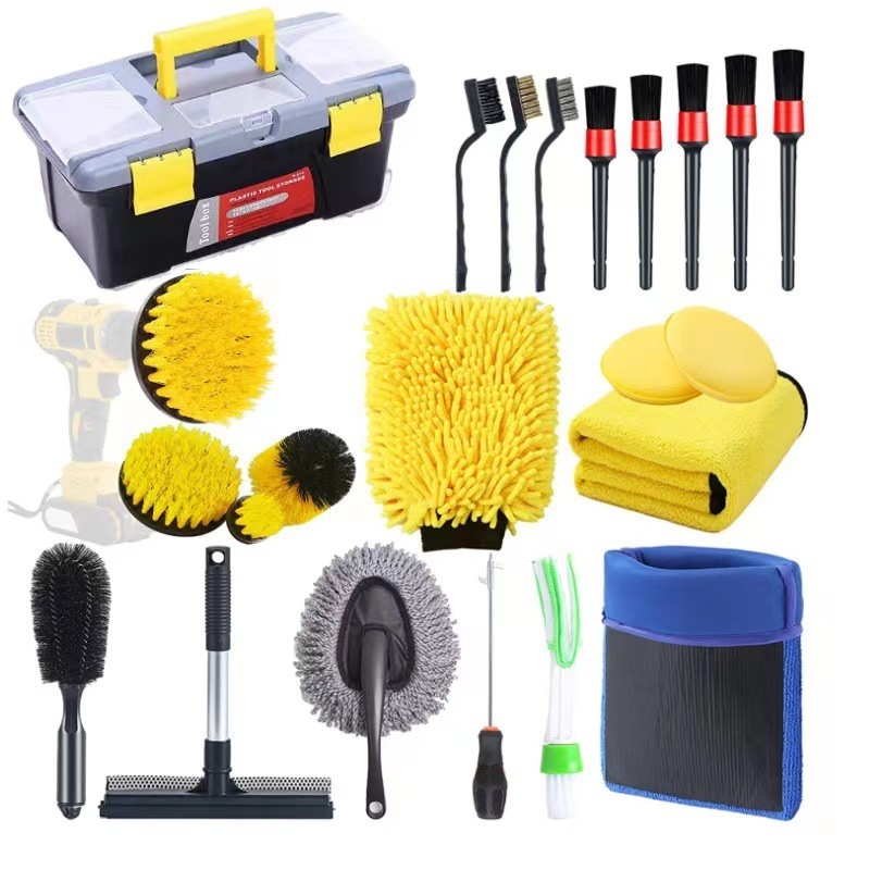 23 Pieces Auto Detailing Set Car Detailing Brushes Car Buffing Sponge Pads Kit Car Wash Cleaning Kit