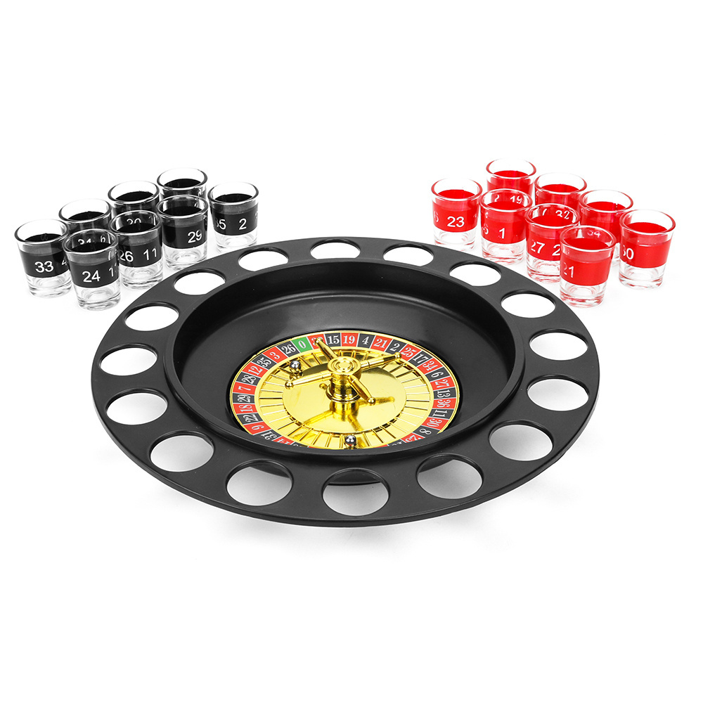 16 PCS Cups Shot Glasses Roulette Drinking Game Set for Adults, Gambling Drinking Game Sets for Party and Pub