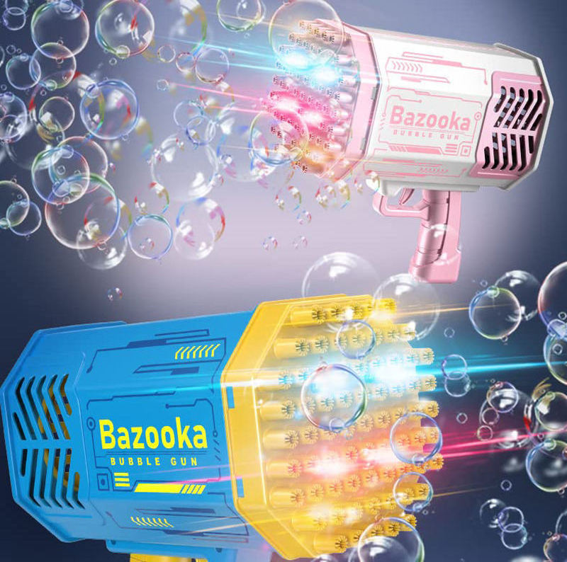 Hot Sale Electric Super Large Volume Bubble Machine Kids Toys 69 Holes Rocket Gatling Bazooka Bubble Gun