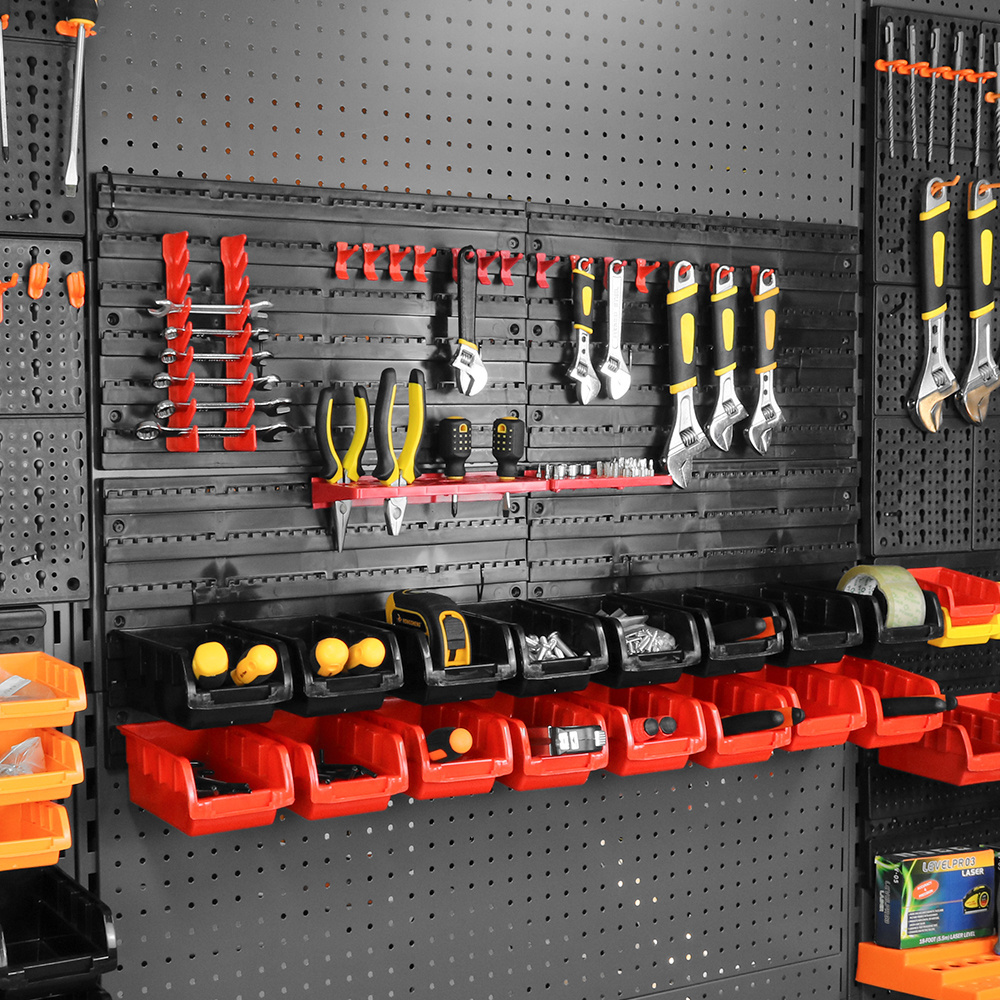 Car Garage Bin Display Plastic Pegboard Display Rack Hardware Plastic Wall Mount Tool Storage