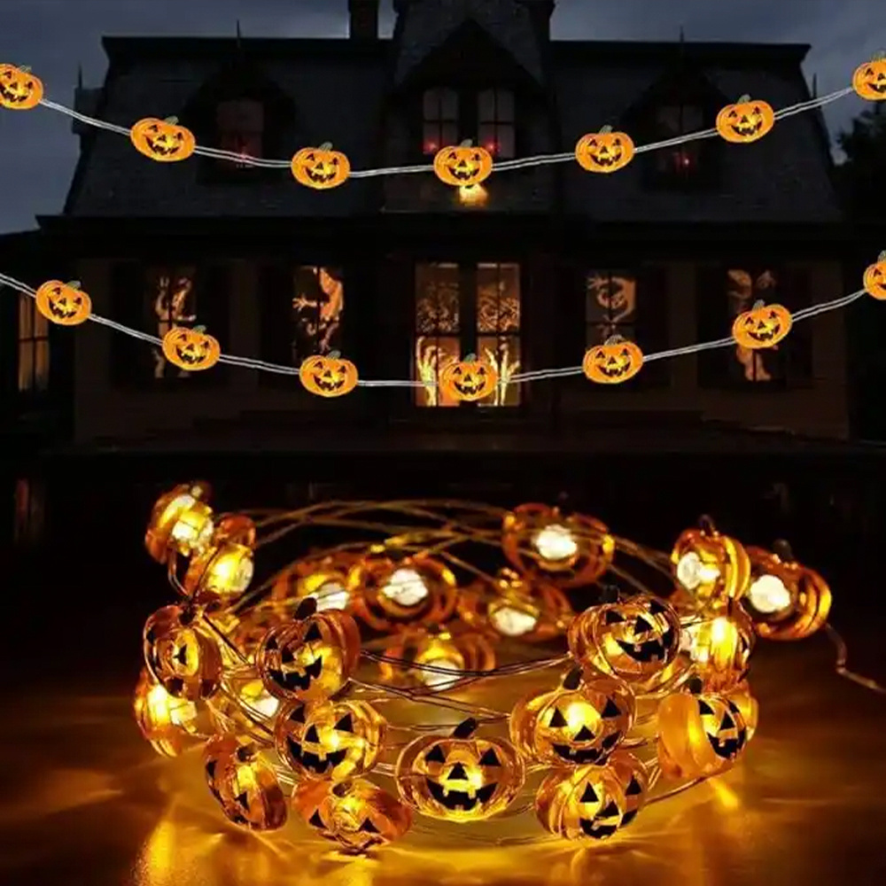 VCAN 10-LED Battery-Powered Christmas and Halloween Lights Outdoor Decorations with Pumpkin Bat Ghost Fairy Light Models