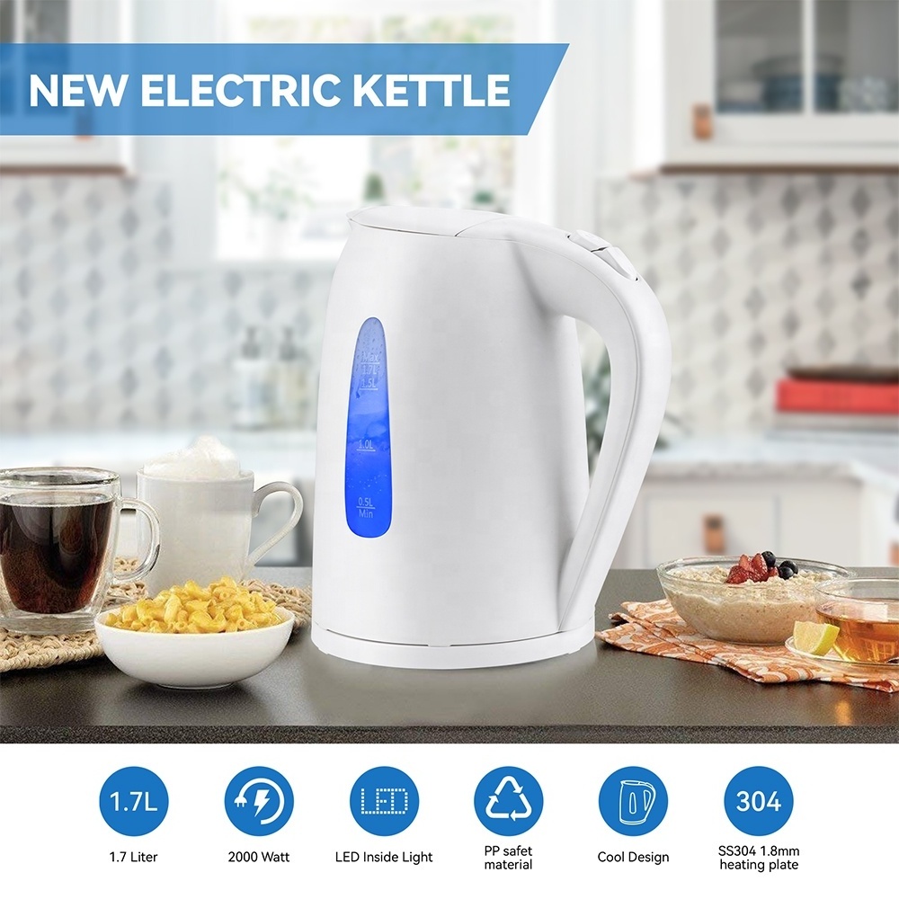 1.7 Liter Cordless Electric Kettle Hot Tea Coffee Water Boiler with LED Indicator BPA-free Auto Shut-Off Boil-Dry Protection