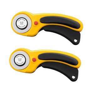 2 Pack 45mm Rotary Safety Lock Cutter Knife for Cutting Carpet Leather Fabric with Rotating Cutting Blade