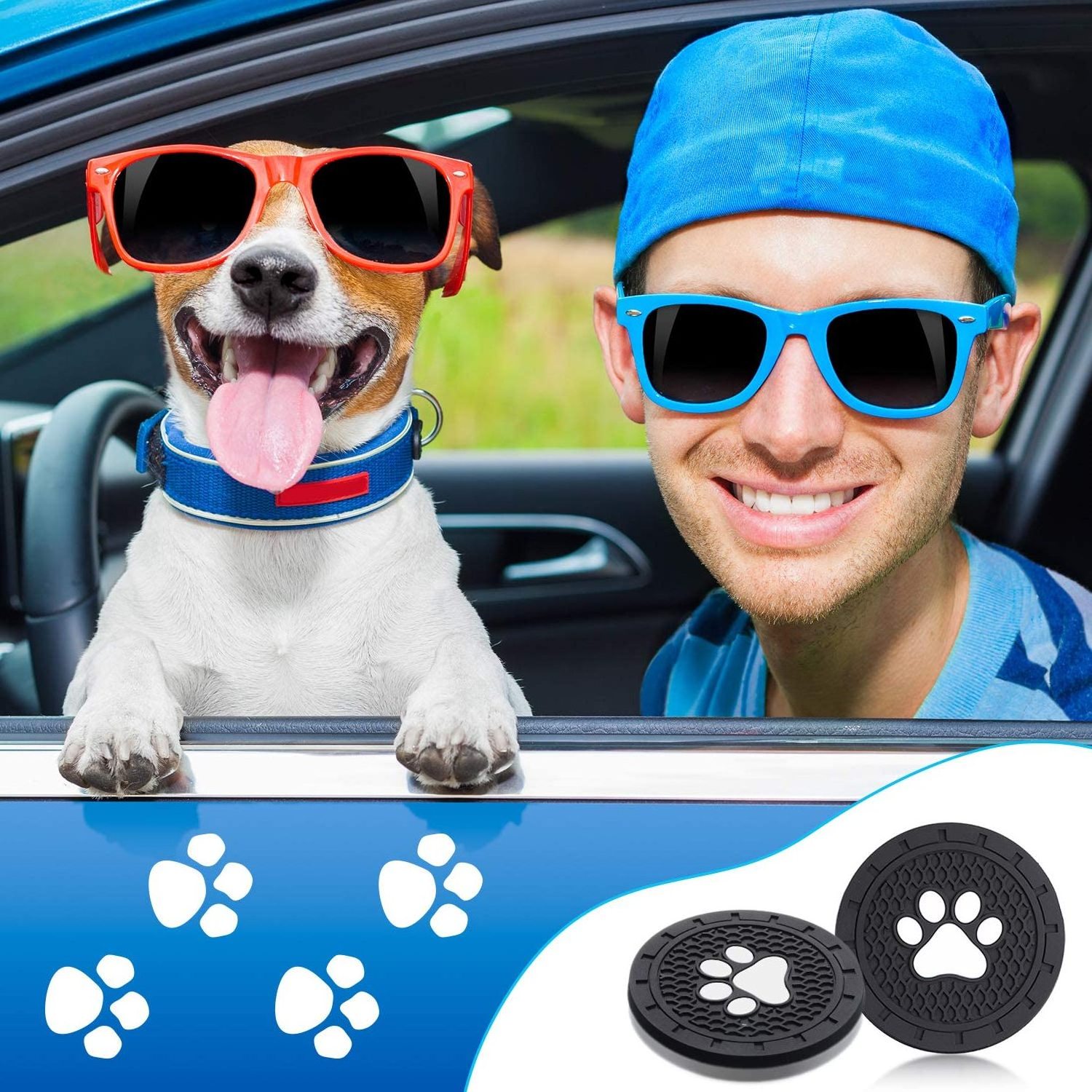 Anti Slip Dog Paw Car CupHolder Coasters Universal Vehicles DIY Cup Holder Insert car Coasters Car Interior Accessories