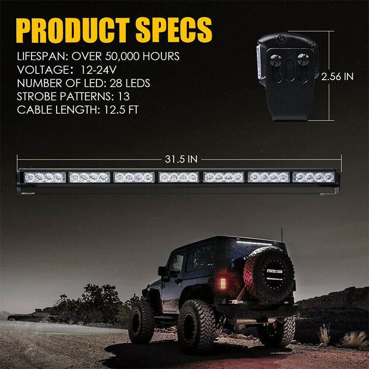 Weatherproof  Windshield Dash Warning Light Bar for Truck Vehicles LED Automotive Emergency Strobe Lights