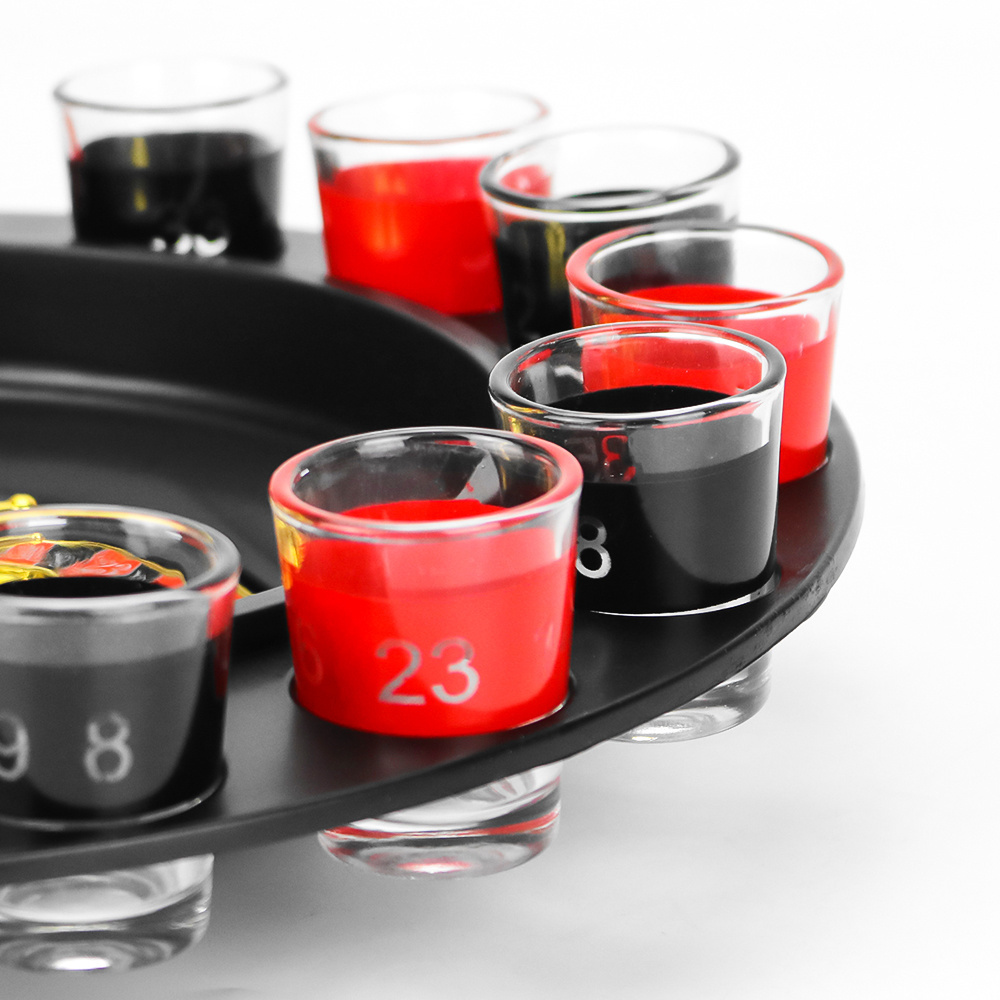 16 PCS Cups Shot Glasses Roulette Drinking Game Set for Adults, Gambling Drinking Game Sets for Party and Pub