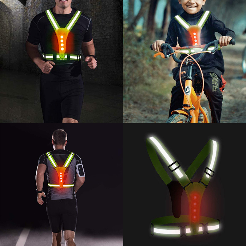 Breathable Belt Traffic High Visibility Safety LED Reflective Running Vest Safety for Runners Workers Safety Vest with LED Light