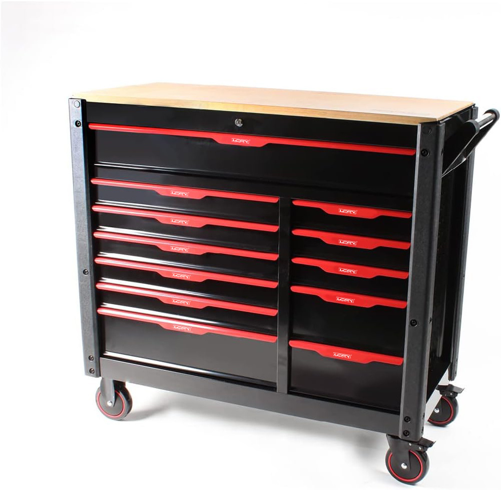 Ultra Big Tool Garage Storage Cabinet Workbench Cart with 12 Drawers Automotive Service Set Trolley Tool Cart Red Tool Chest