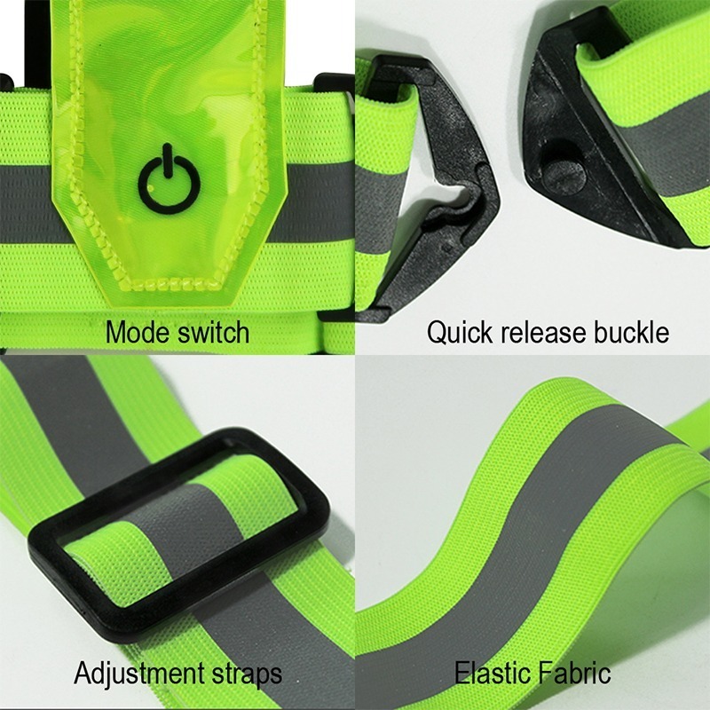 High Reflective Warning Customized Color Adjustable Polyester Fabric Led Flashing Led Reflective Safety Vest