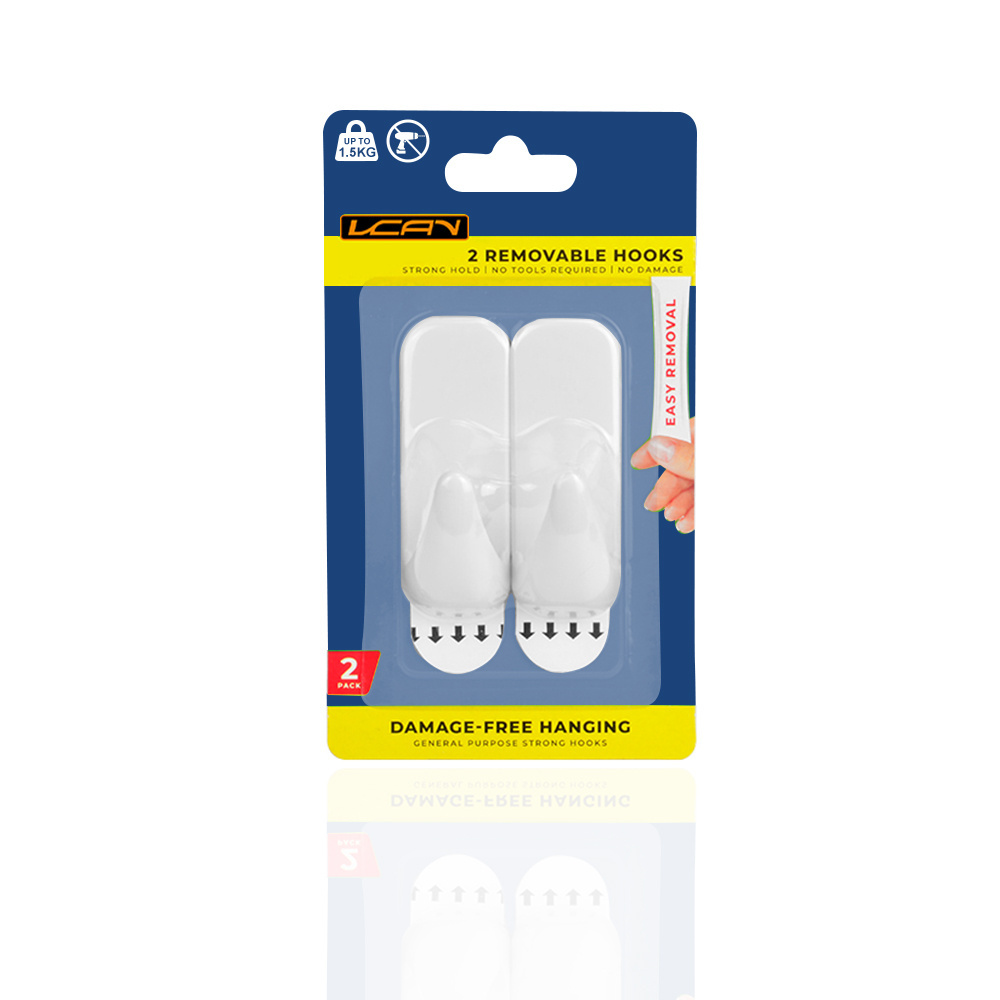 Waterproof and Oilproof Self Adhesive Hooks ,White Plastic Sticky Hooks, Utility Hooks for Hanging towel, coat