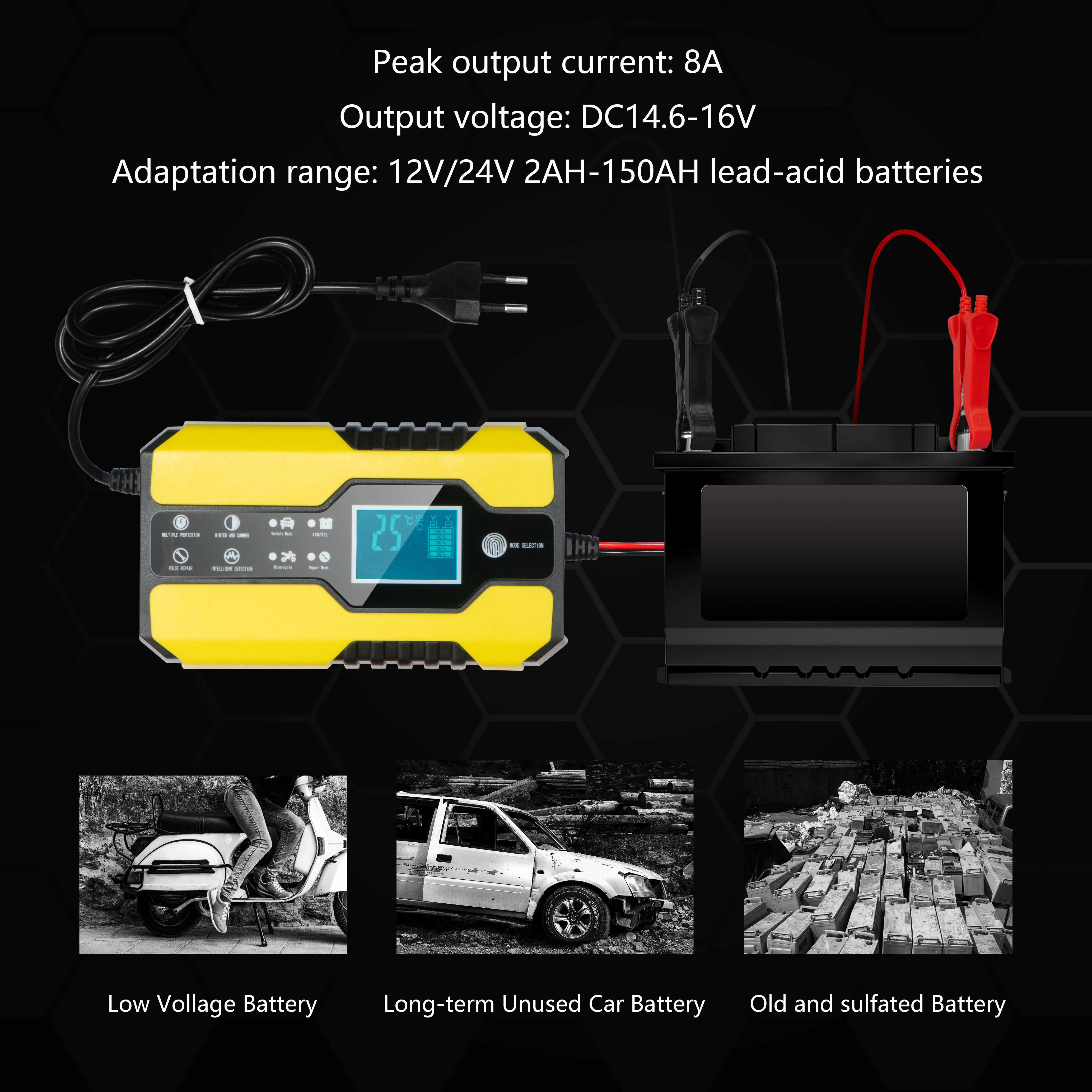 Maintainer Trickle Charger 12V Motorcycle Battery Charger Pulse Repair Lead acid Battery Charger