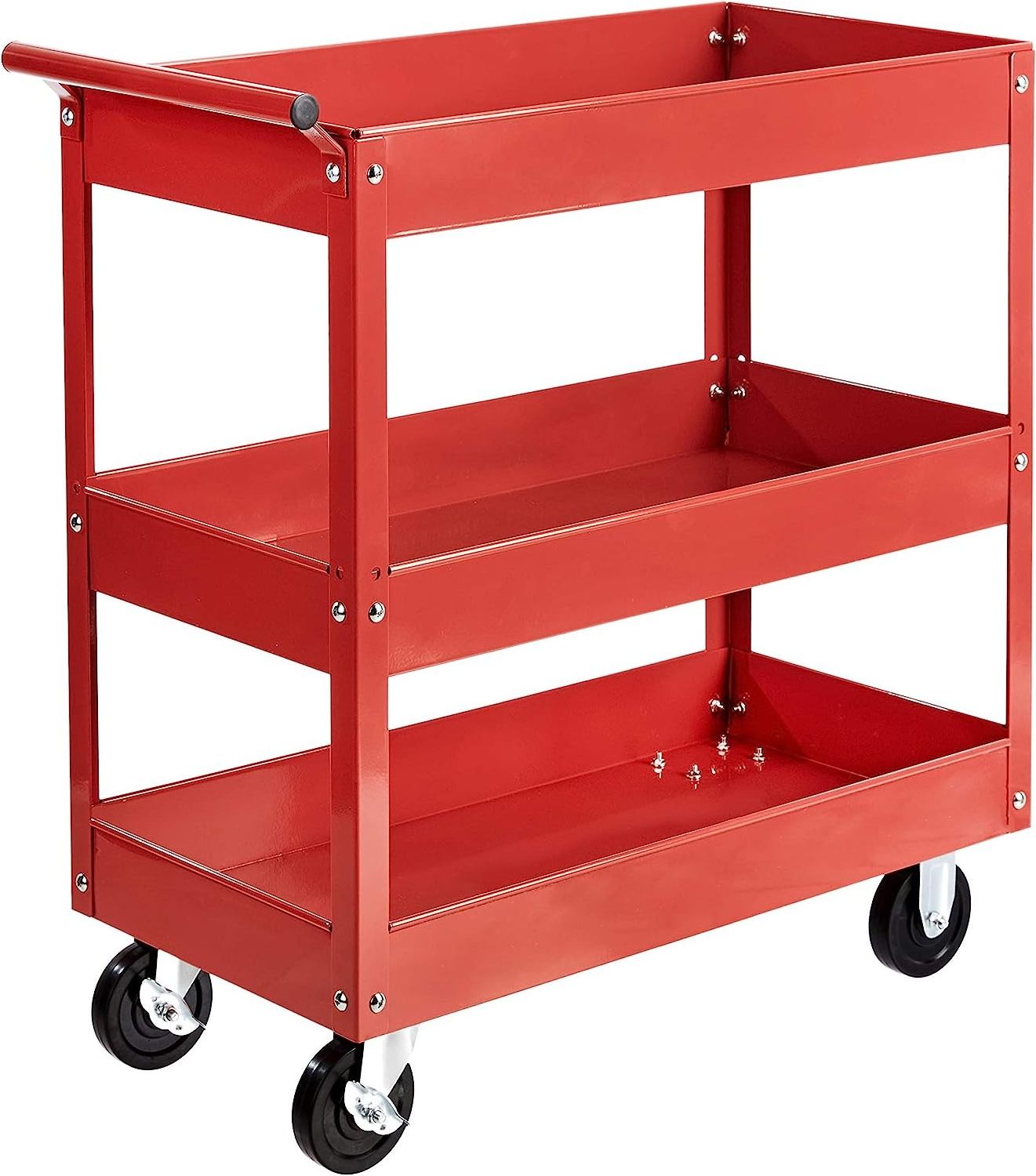 Auto Repair Tool Storage Tool Cart 3-Shelf Tool Cart with Handle and Wheels