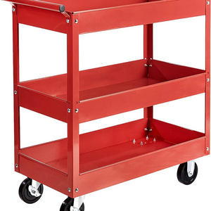 Auto Repair Tool Storage Tool Cart 3-Shelf Tool Cart with Handle and Wheels