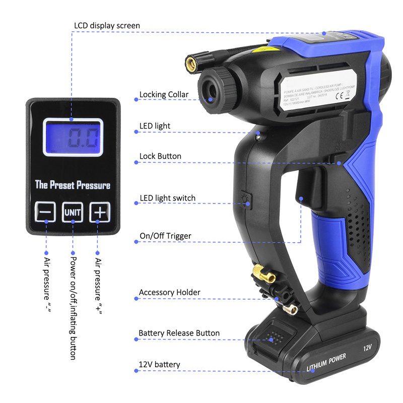 3 In 1 150 Psi Tire Inflator 12 volts Air Inflator Bike Digital Tyre Inflators, Car Air Pump