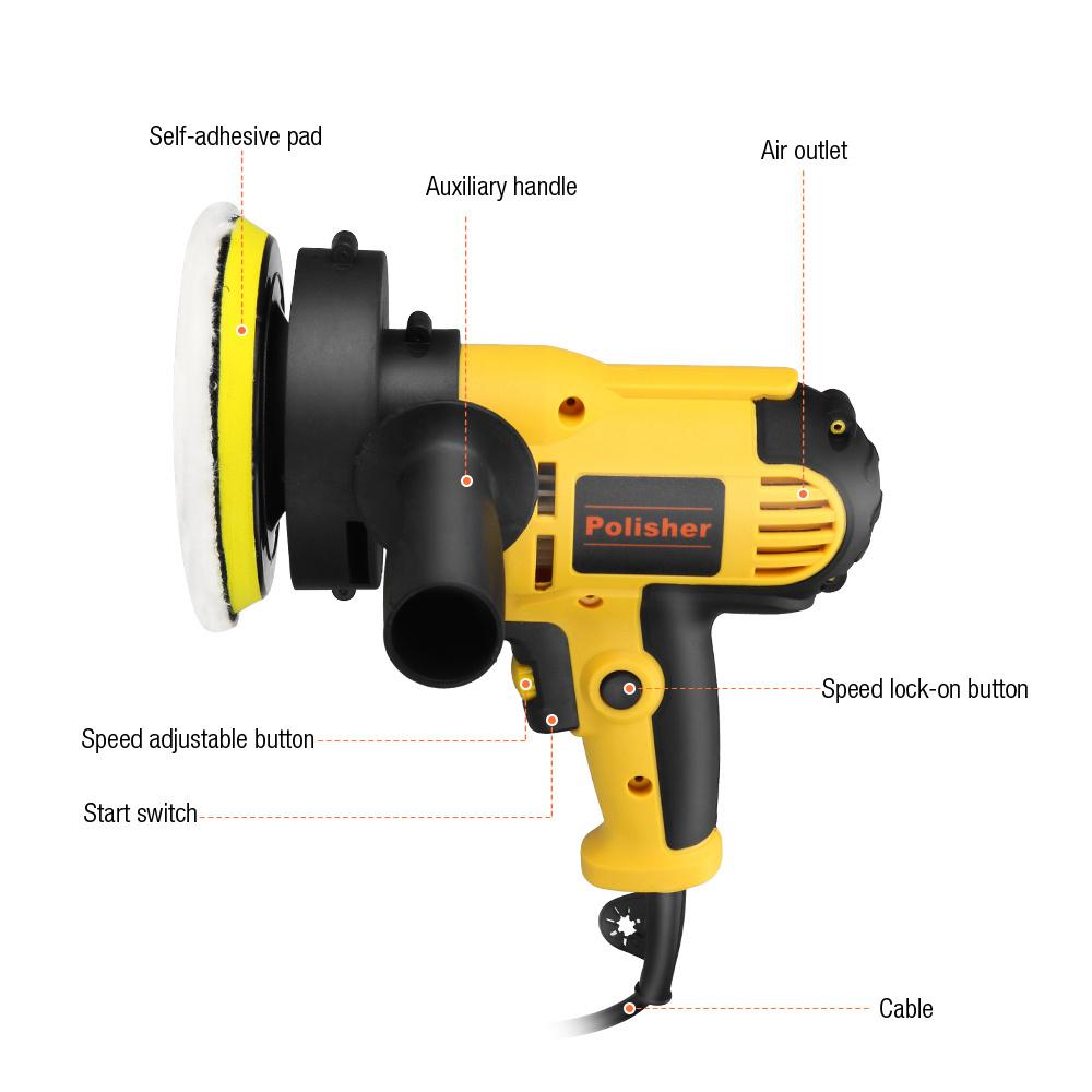 Yellow High Performance Rotary Professional Adjustable Speed Automatic Electric Car Polisher Machine, Car Polishers