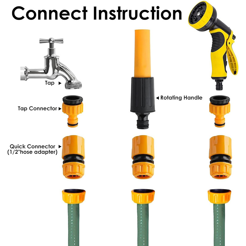 Flexible hose connector, Convenient Water Hose Connector Set, Garden Hose Spray Nozzle Set for Spray Water Connections