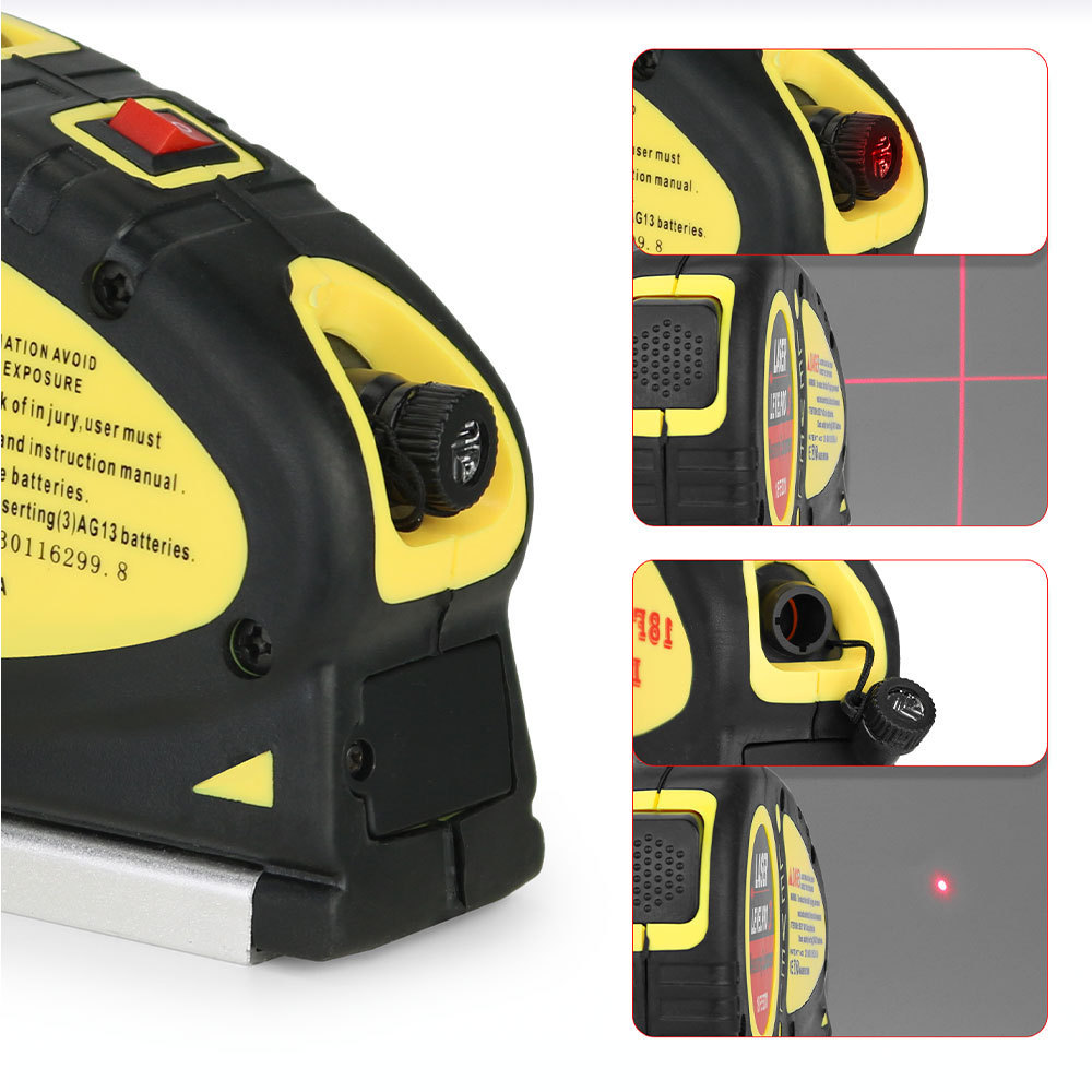 Level Pro 3 Multipurpose Standard Cross Line Laser Level 5.5M/18 Feet Measure Tape Ruler for Picture Hanging