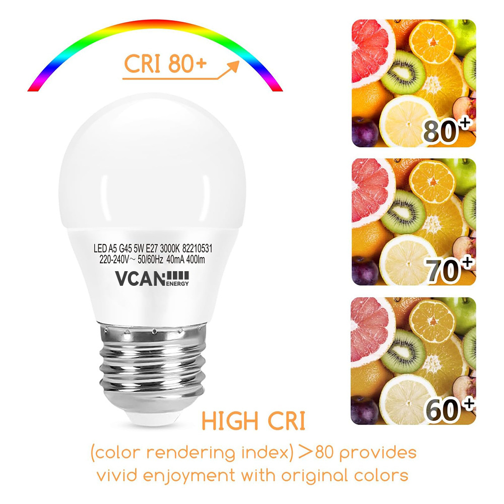 VACN E27 5W Golf Ball Bulb G45 3000K Warm White  Bulb 35W Incandescent Equivalent outdoor garden lighting decoration Led Bulb