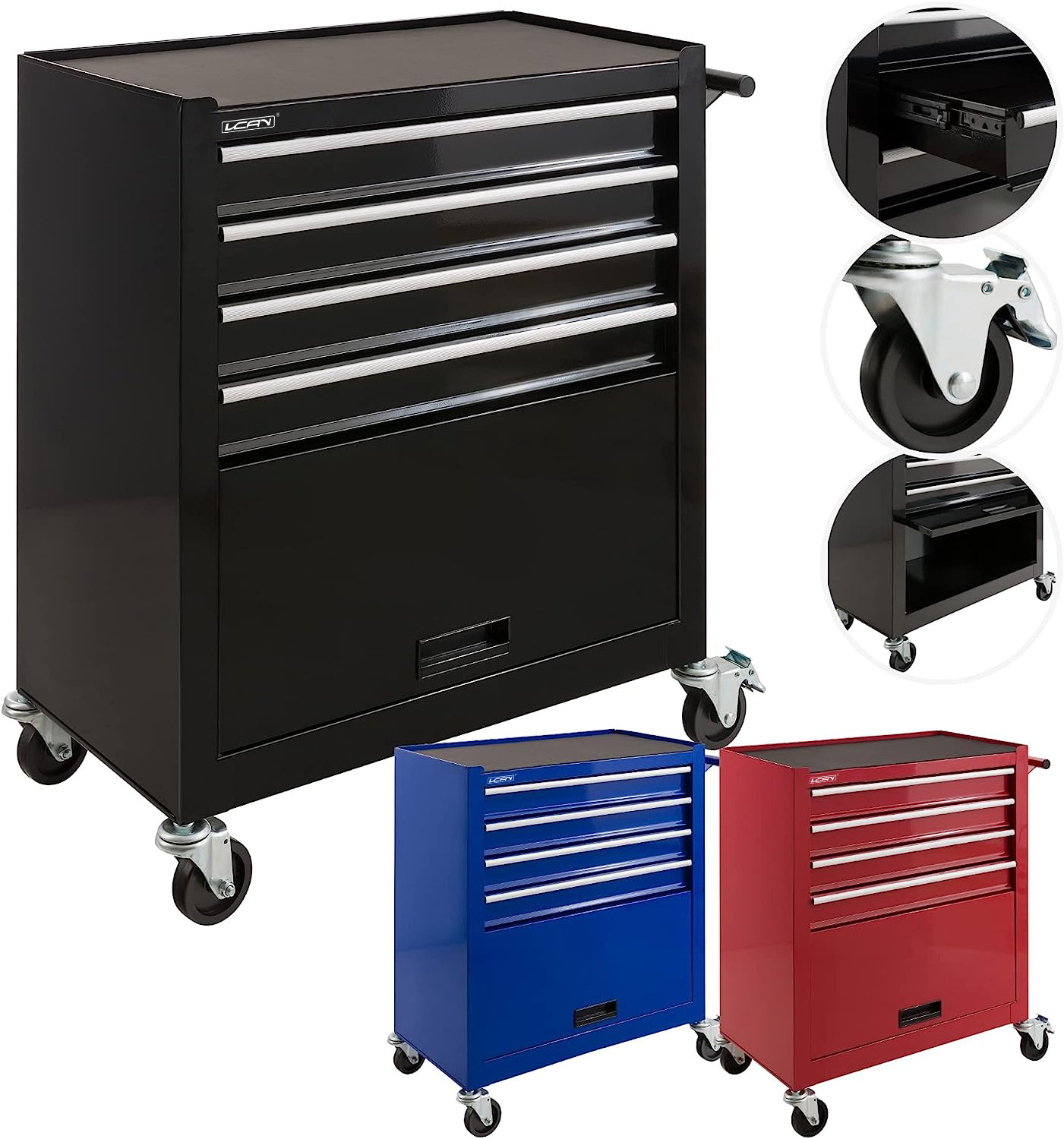 4 Drawers Rolling Tool Chest for Garage Warehouse with Wheels for Workshop Tool Trolly With Sliding Drawer Tool Cabinet